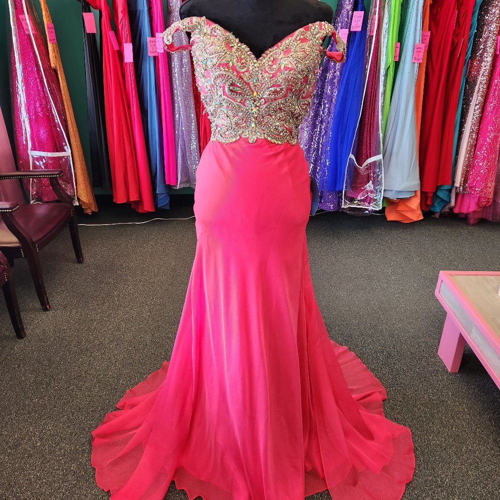 Elegant Beaded Sweetheart Fuchsia Evening Gown